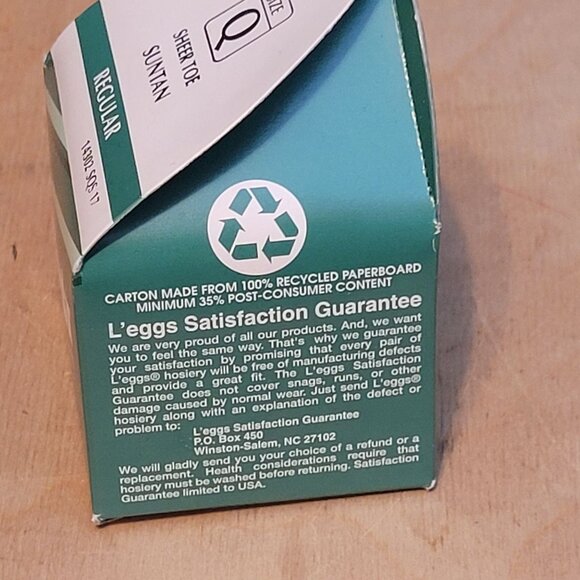 Vintage Pantyhose L'eggs Regular Size Q Sheer Toe Suntan 90s Box NOS - Picture 2 of 5